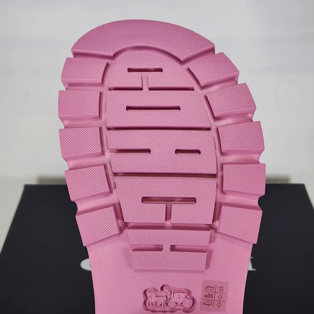 Coach Brynn Platform Sandals Women Size 8.5 Fuchsia Leather Lug Sole